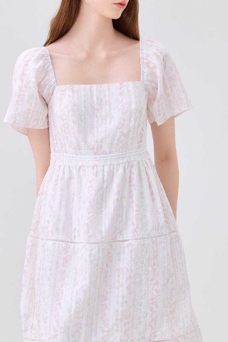 Eira Floral Tiered Dress In Pink