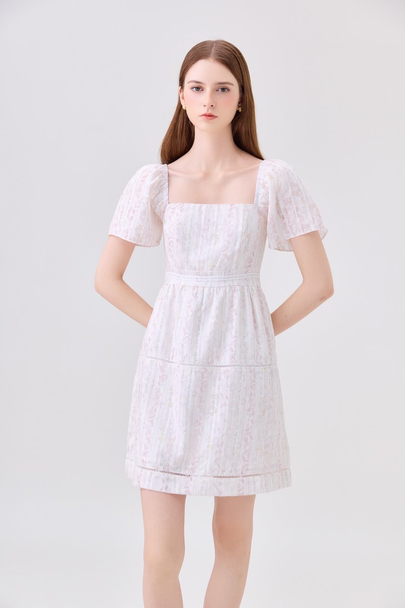 Eira Floral Tiered Dress In Pink