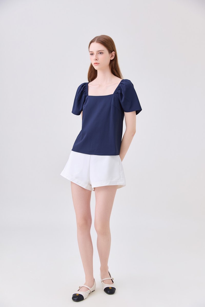 Aureline Flare Sleeve Top In Navy