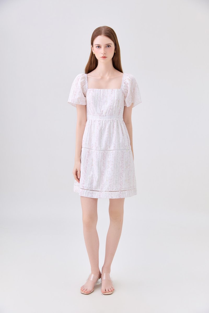 Eira Floral Tiered Dress In Pink