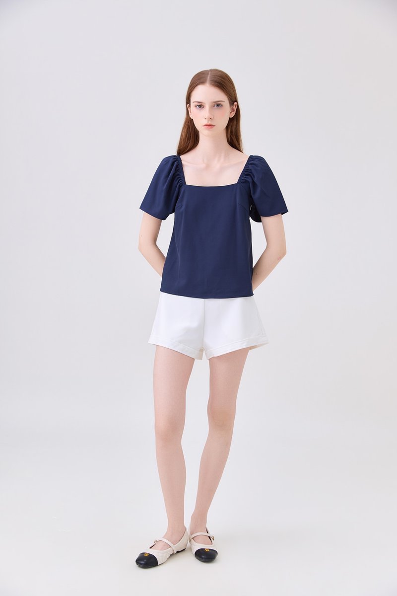 Aureline Flare Sleeve Top In Navy