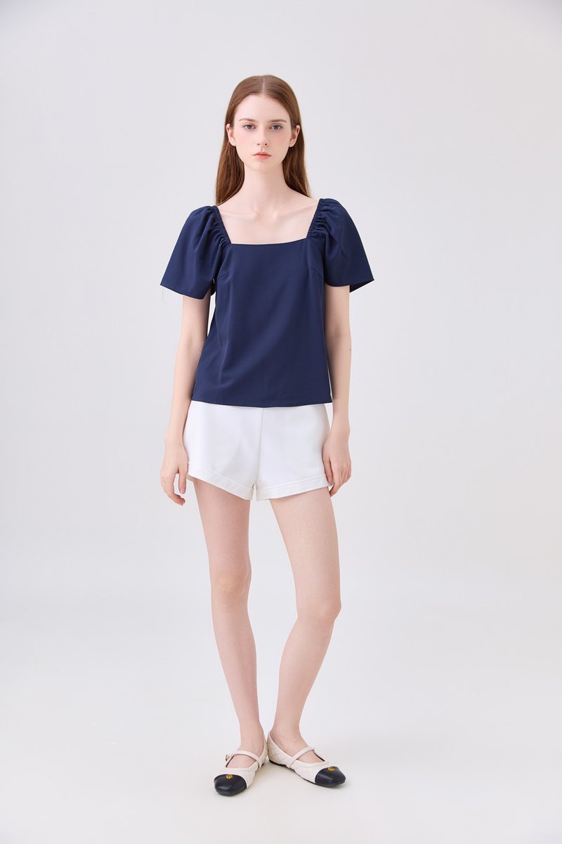 Aureline Flare Sleeve Top In Navy