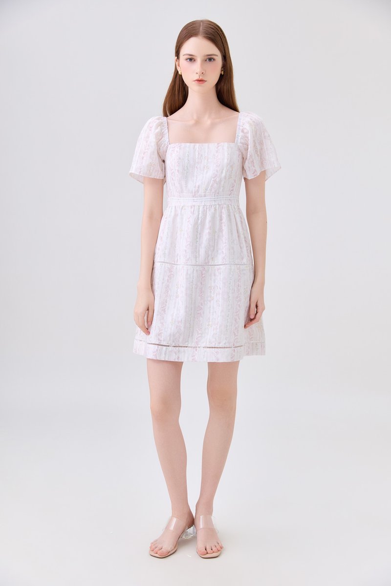 Eira Floral Tiered Dress In Pink