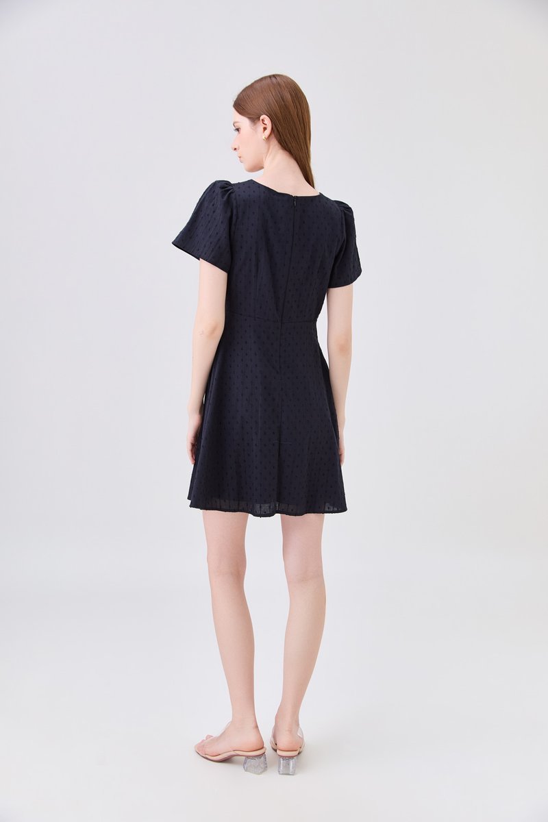 Briana Swiss Dot Dress In Black