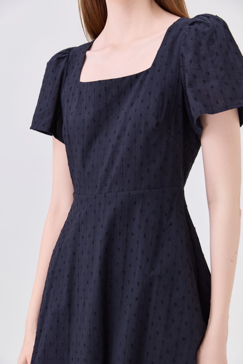 Briana Swiss Dot Dress In Black
