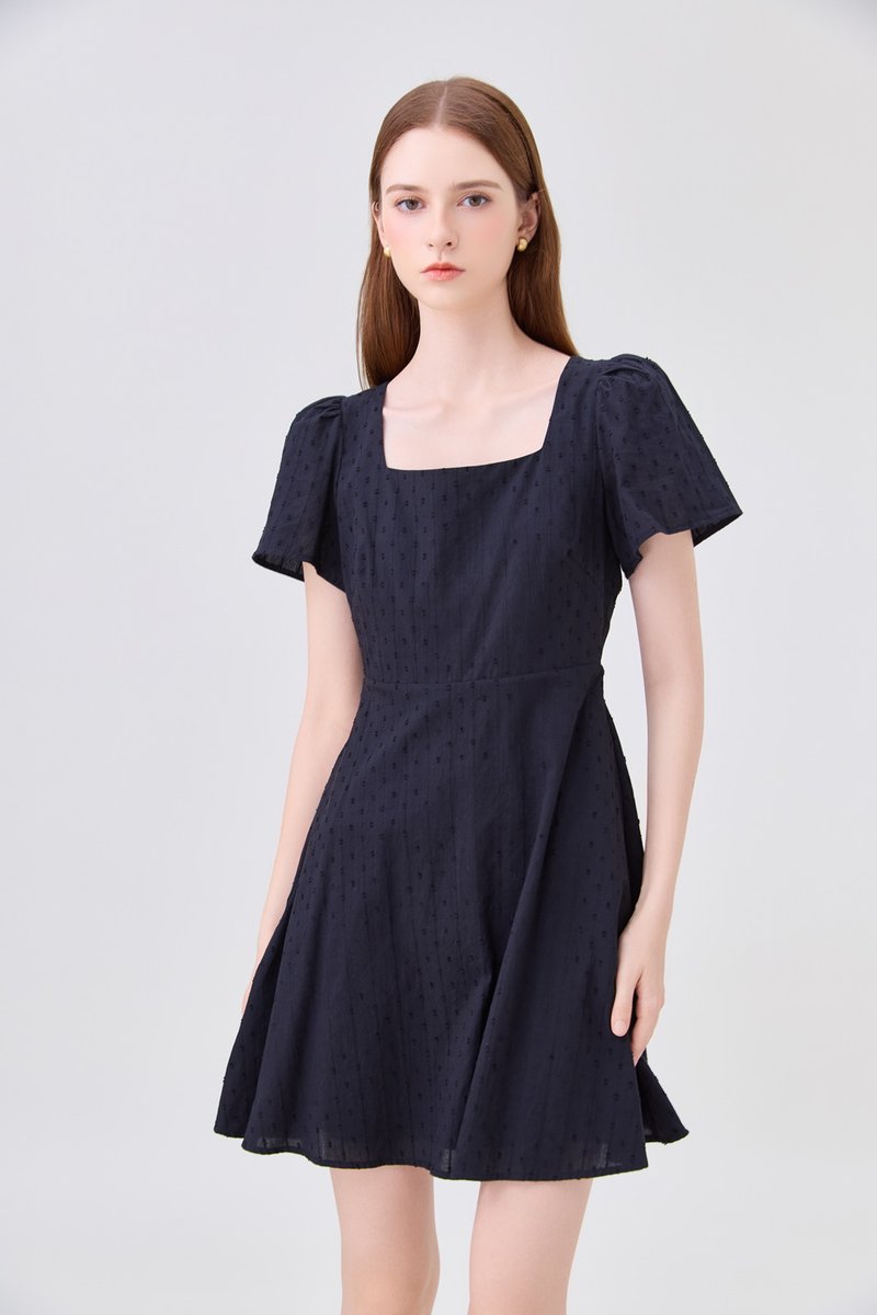 Briana Swiss Dot Dress In Black