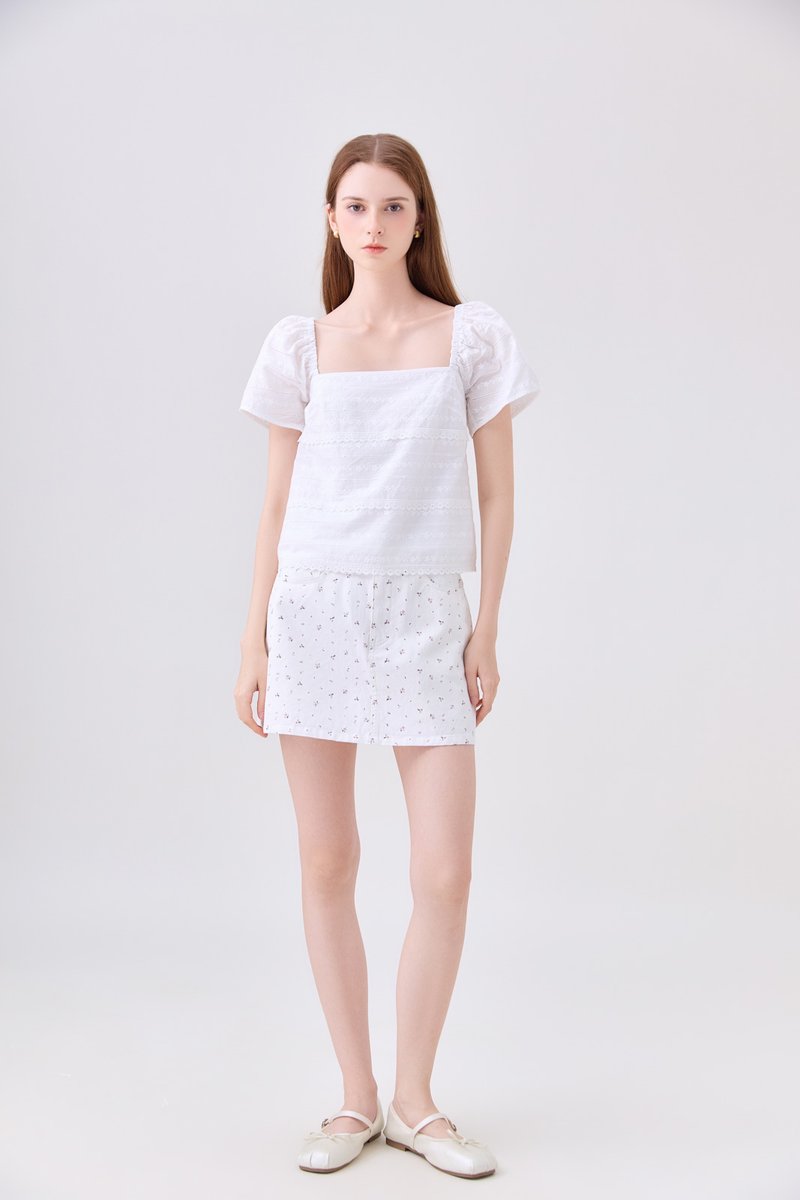 Olivara Embroidery Crochet Top In White