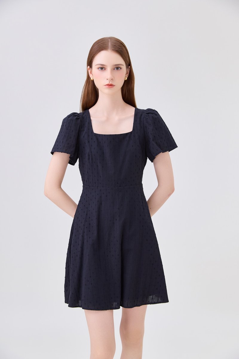 Briana Swiss Dot Dress In Black