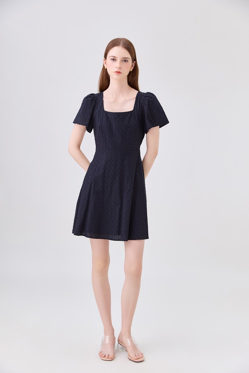 Briana Swiss Dot Dress In Black