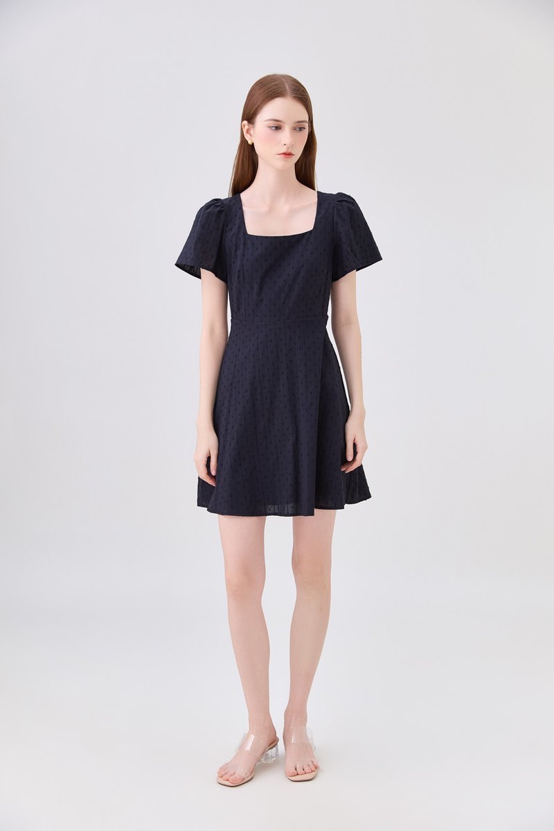 Briana Swiss Dot Dress In Black