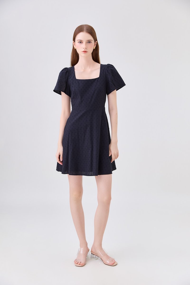 Briana Swiss Dot Dress In Black