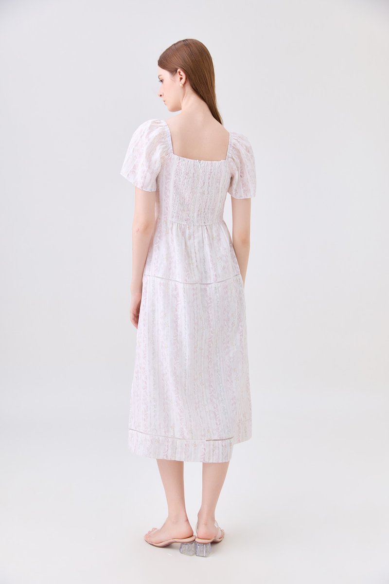 Eira Floral Midi Dress In Pink