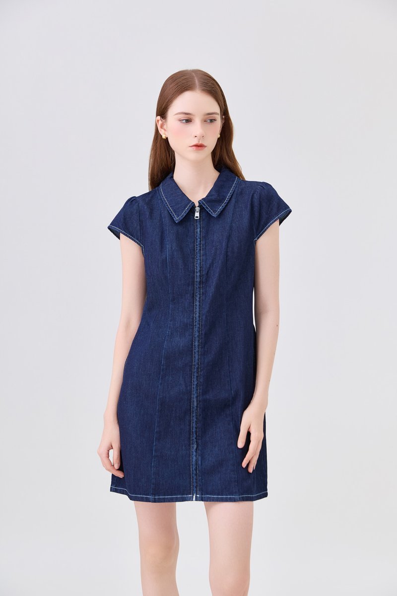 Viviana Peter Pan Collar Zip Dress