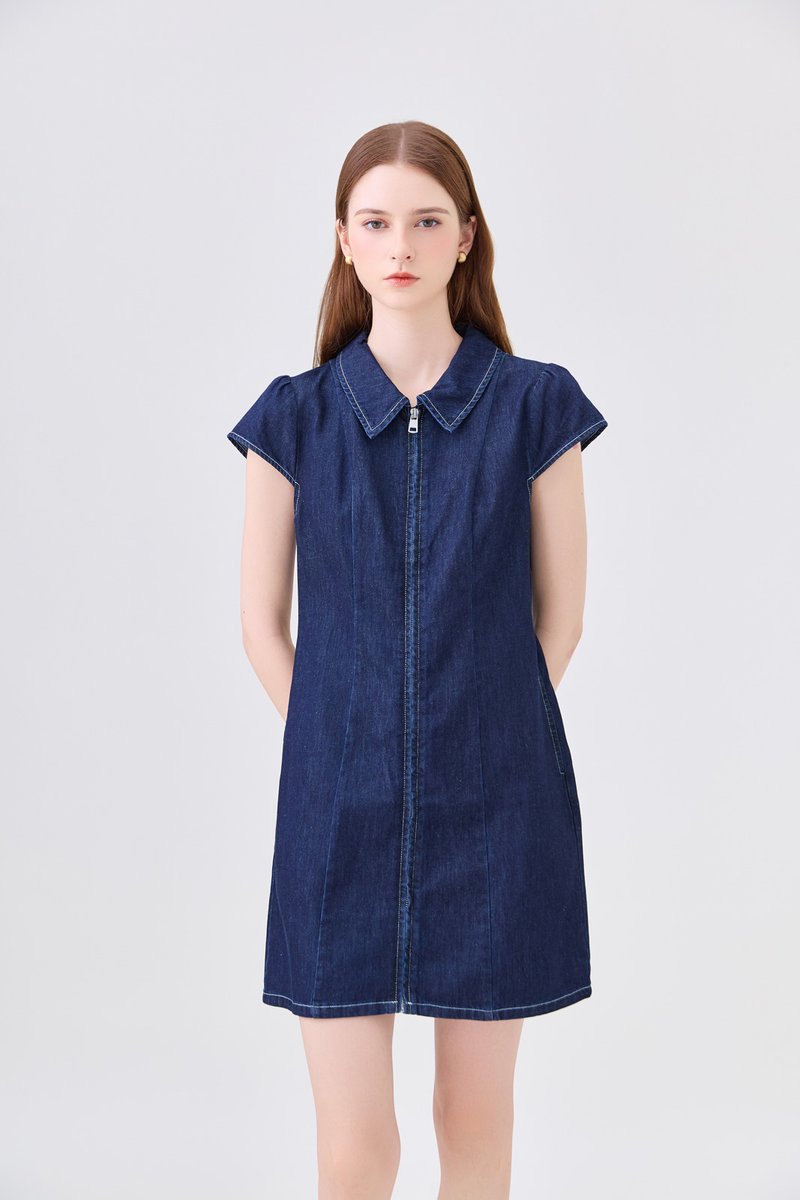 Viviana Peter Pan Collar Zip Dress