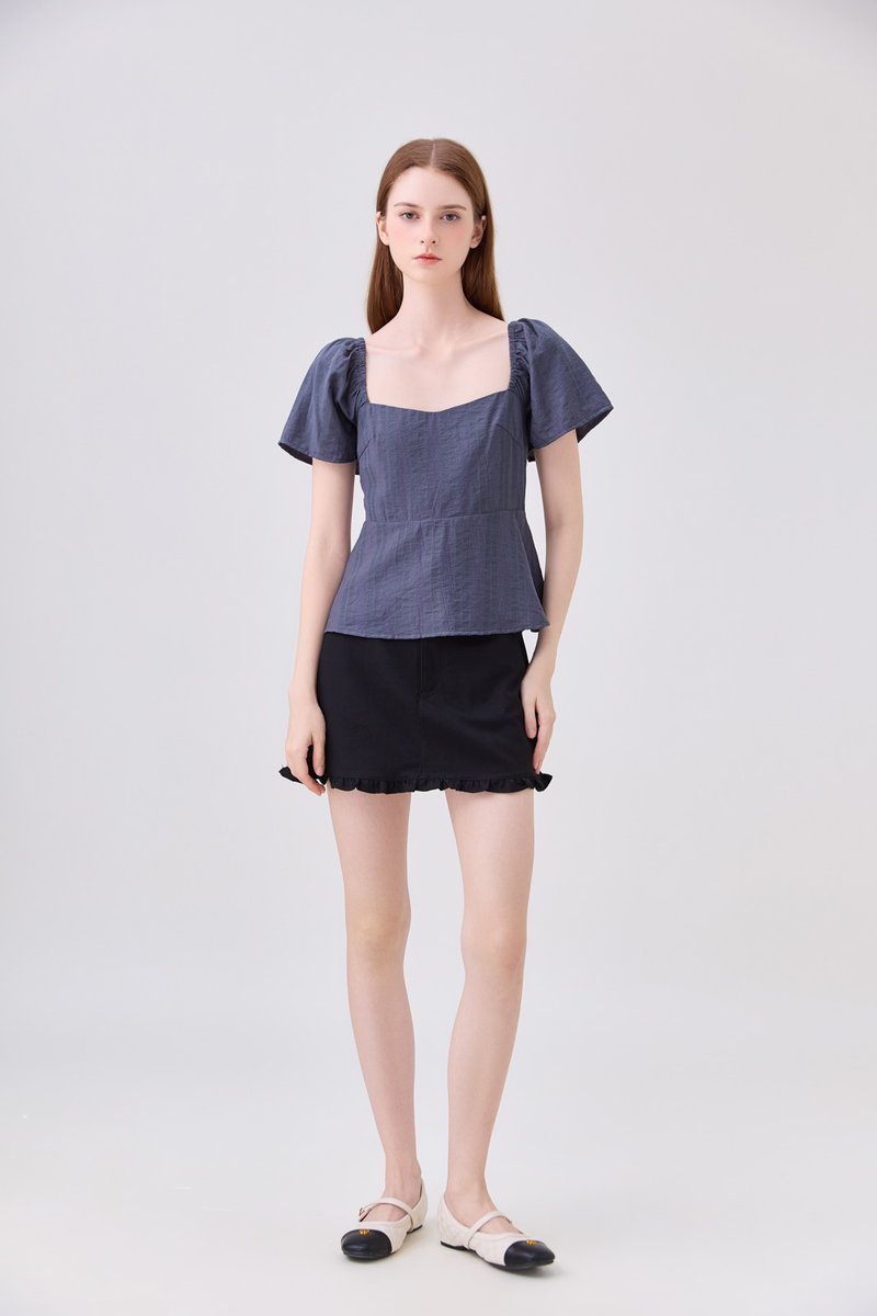 Zelia Peplum Top In Gunmetal