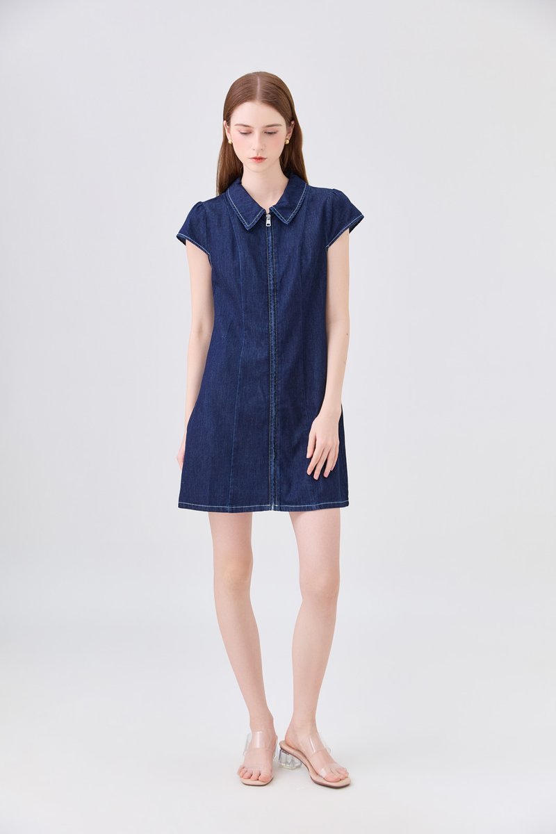 Viviana Peter Pan Collar Zip Dress