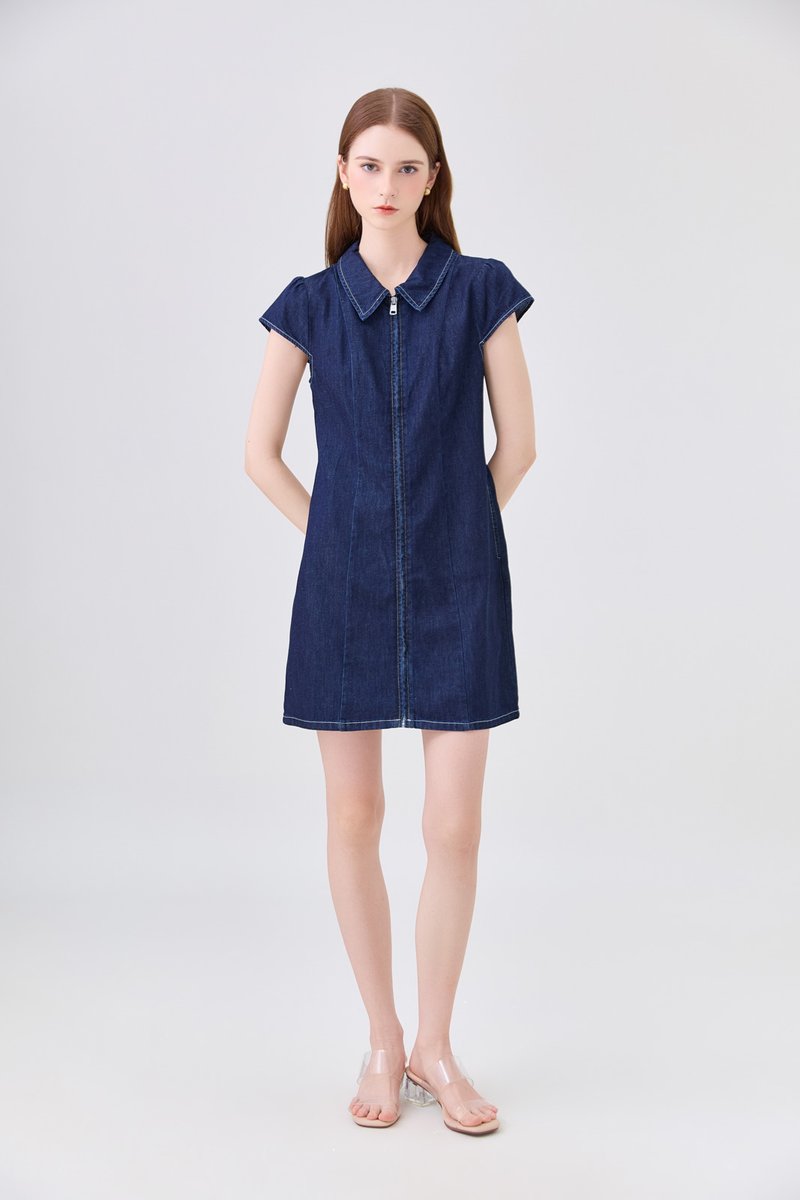 Viviana Peter Pan Collar Zip Dress