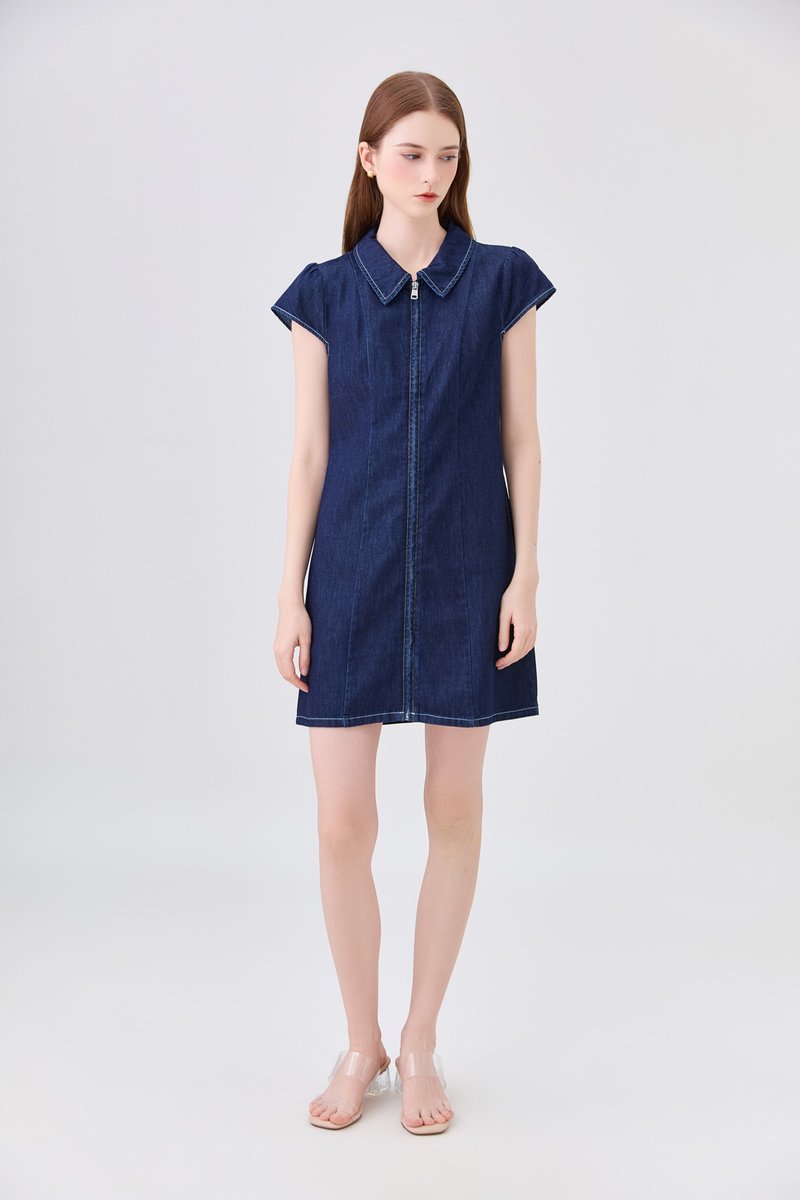 Viviana Peter Pan Collar Zip Dress