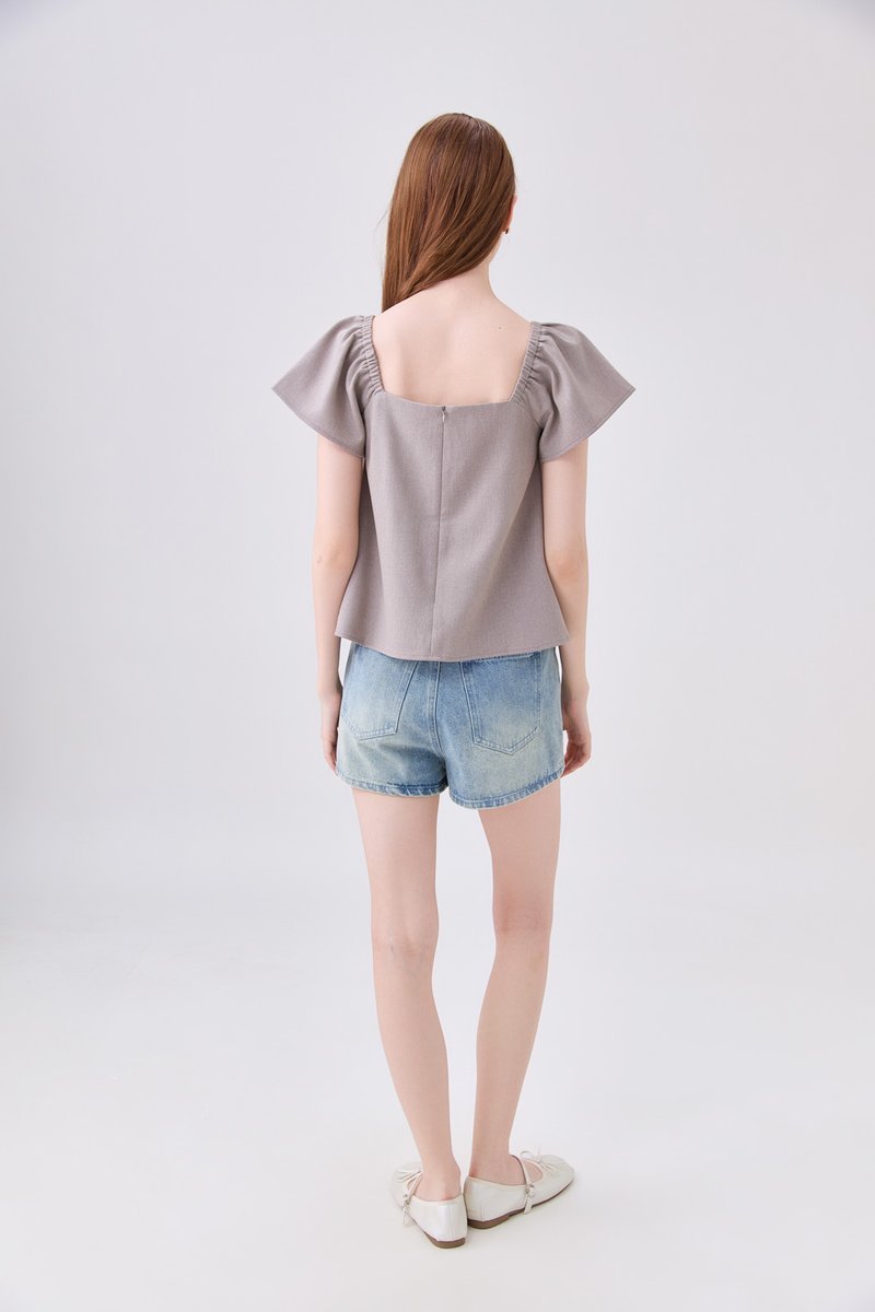 Miriam Tweed Button Top In Khaki