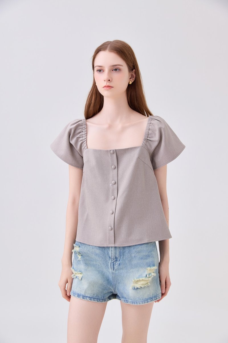 Miriam Tweed Button Top In Khaki