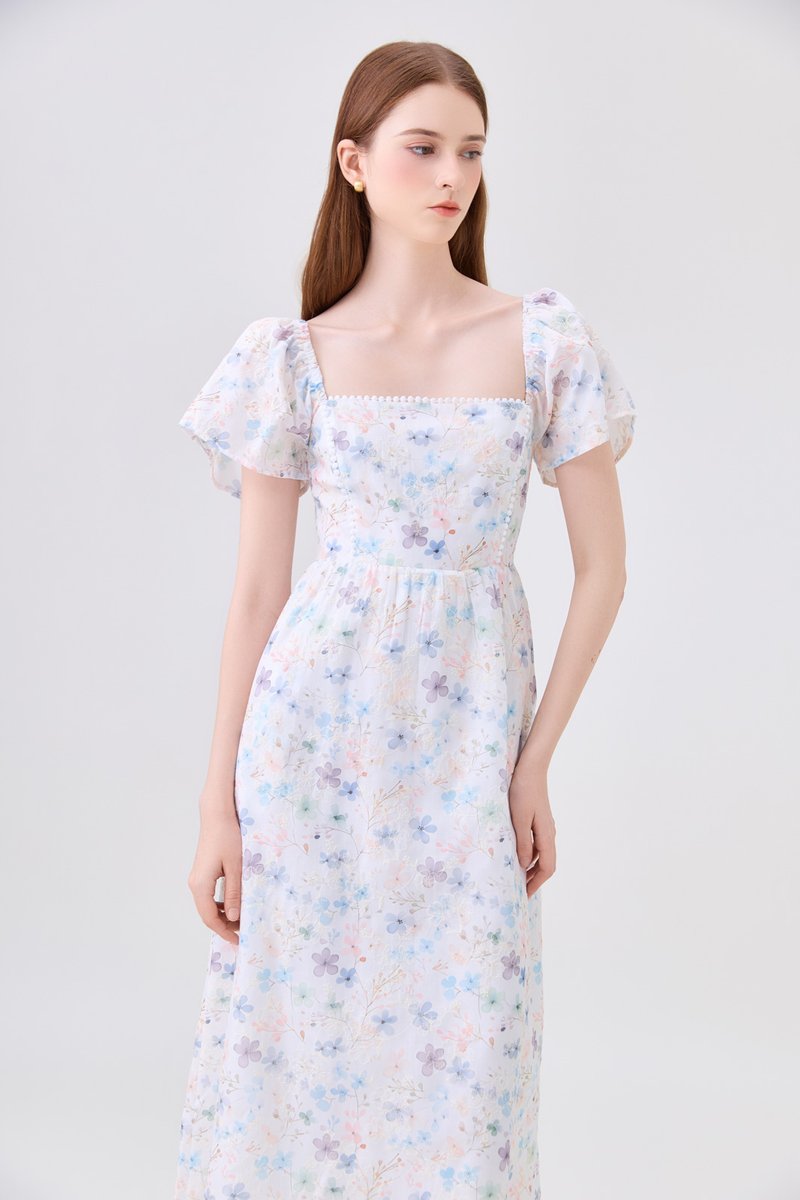 Claudia Crochet Floral Midi Dress