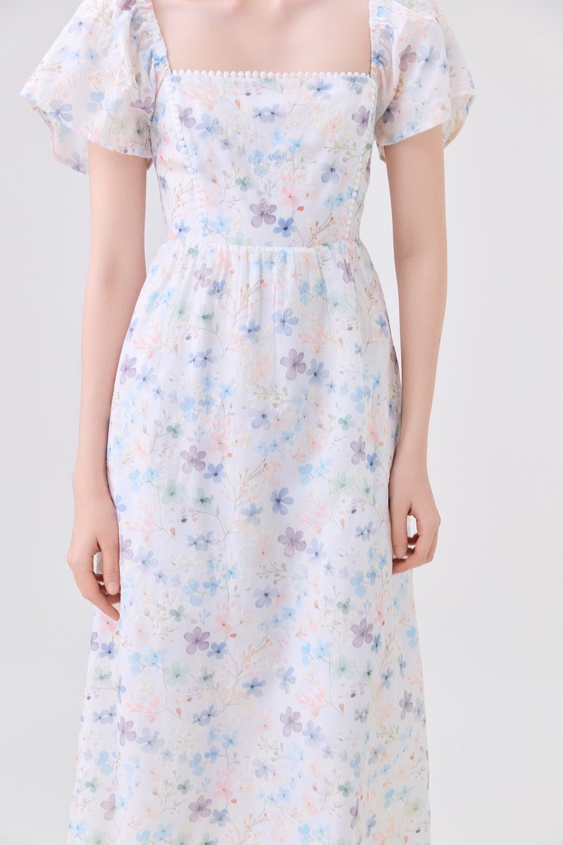 Claudia Crochet Floral Midi Dress