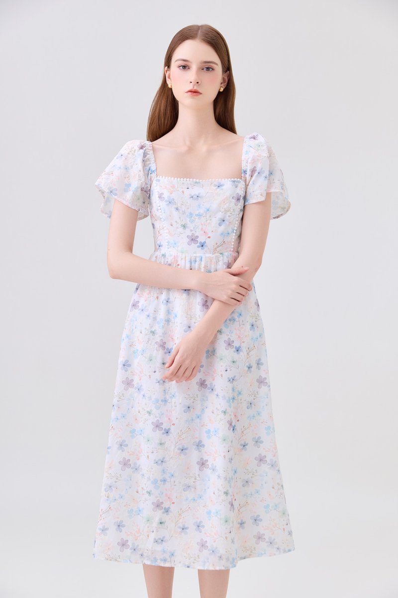Claudia Crochet Floral Midi Dress
