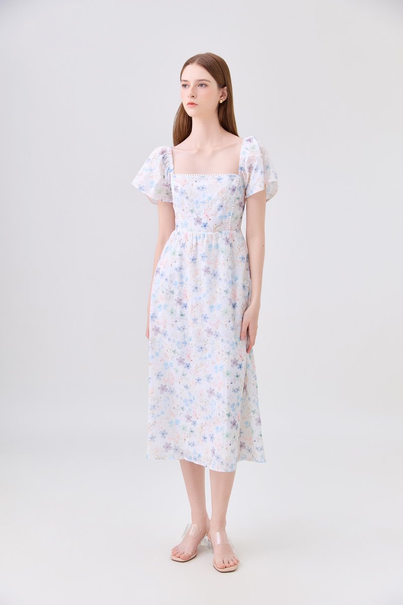 Claudia Crochet Floral Midi Dress