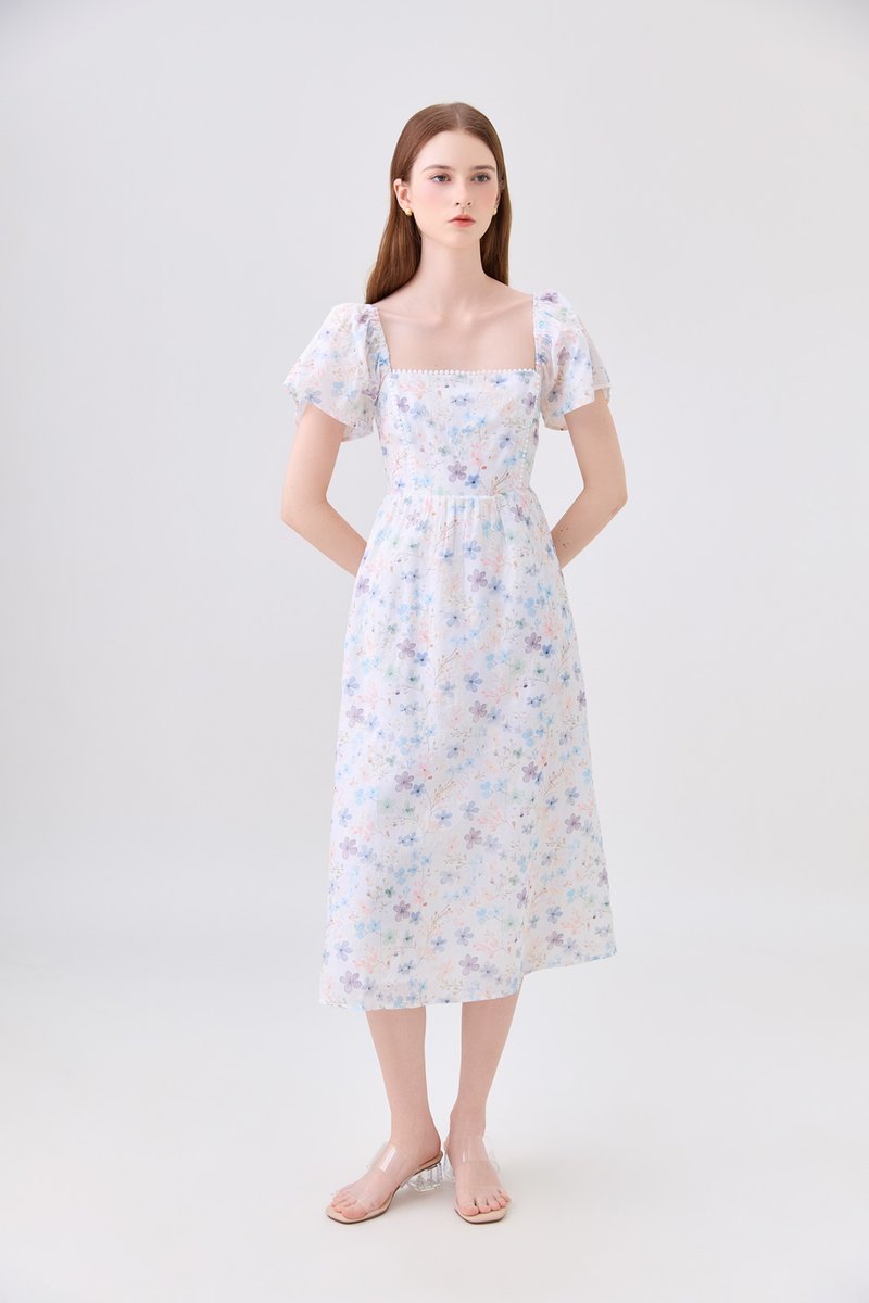 Claudia Crochet Floral Midi Dress
