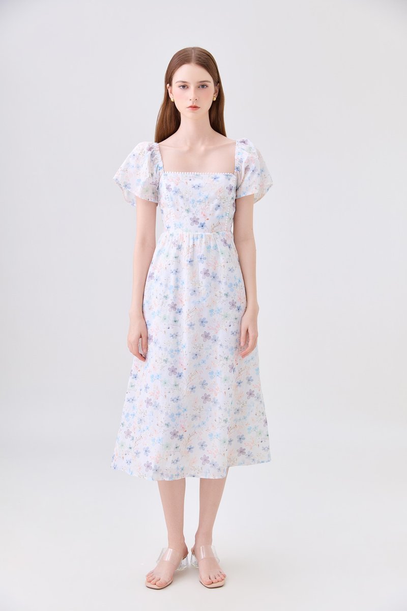 Claudia Crochet Floral Midi Dress