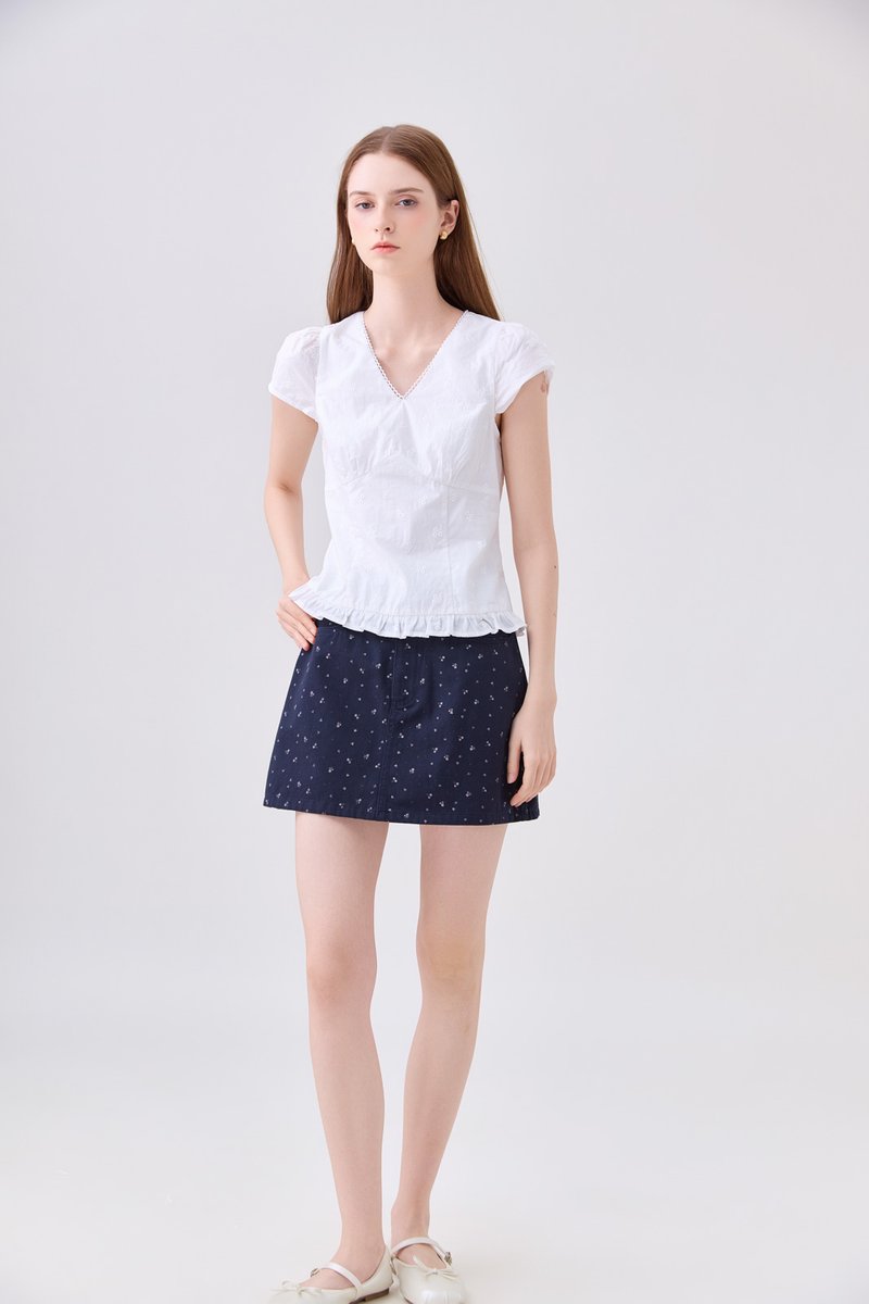 Octavia Denim Floral Skort In Navy