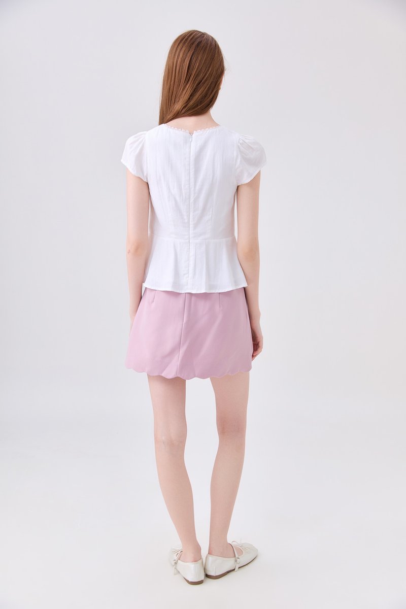 Khloe Pintuck Button Top In White