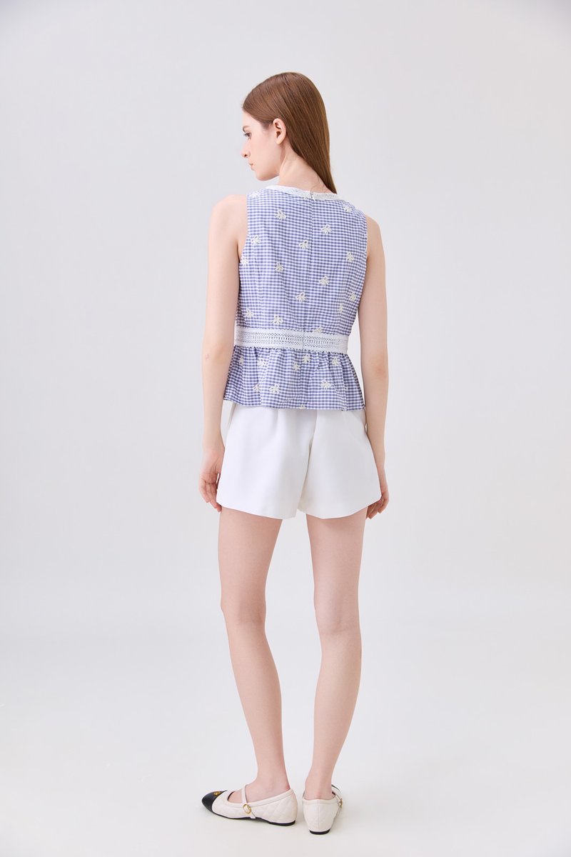 Amaris Gingham Ribbon Top