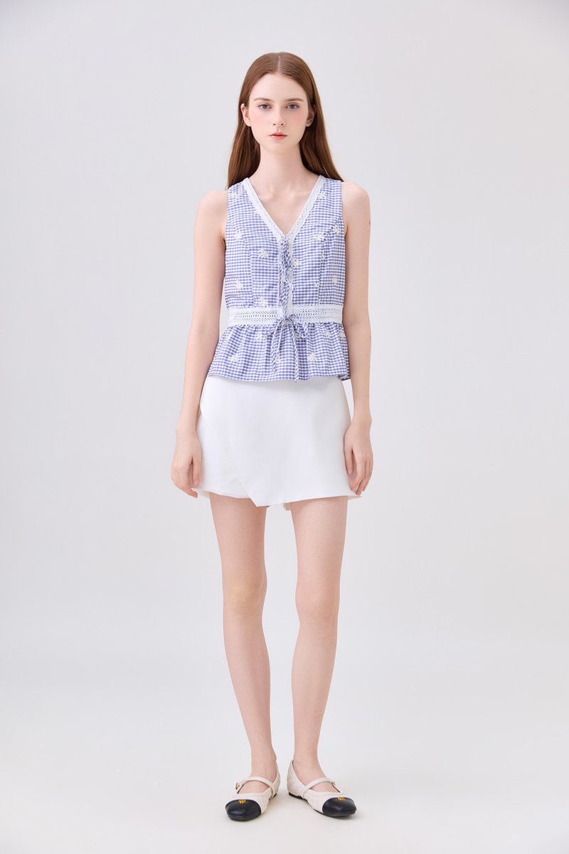 Amaris Gingham Ribbon Top