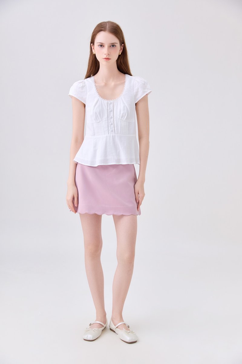Khloe Pintuck Button Top In White