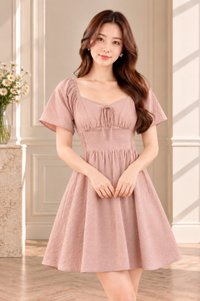 Quinn Empire Waist Smocked Dress In Dusty Pink