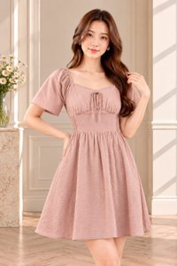 Quinn Empire Waist Smocked Dress In Dusty Pink