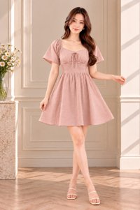 Quinn Empire Waist Smocked Dress In Dusty Pink