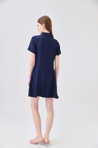 Ainsley Button Down Shirt Dress In Navy