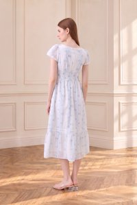 Florentine Floral Empire Waist Pintuck Midi Dress