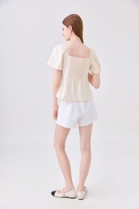 Adaline Panelled Staple Top In Butter Cream