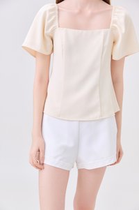 Adaline Panelled Staple Top In Butter Cream