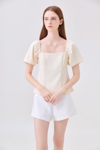Adaline Panelled Staple Top In Butter Cream