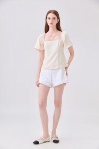 Adaline Panelled Staple Top In Butter Cream