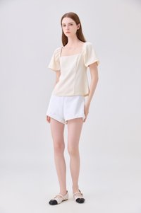 Adaline Panelled Staple Top In Butter Cream