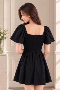 Quinn Empire Waist Smocked Dress In Black