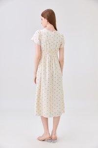 Jream Empire Waist Midi Dress In Cream