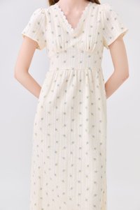 Jream Empire Waist Midi Dress In Cream