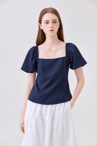 Adaline Panelled Staple Top In Navy