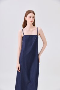 Celeste Ice Silk Denim Camisole Maxi Dress